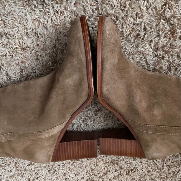 Splendid Boots Womens Size 10 Taupe Brown Suede Leather Knee High Heeled Western - Picture 8 of 14